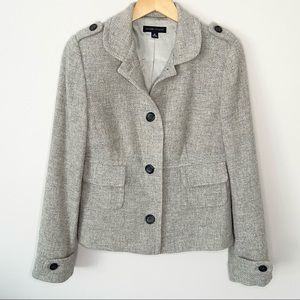 BANANA REPUBLIC Gray Tweed Military Style Blazer M